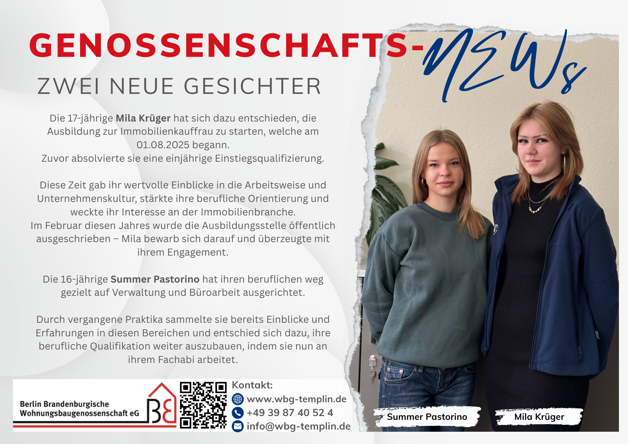 ZWEI NEUE GESICHTER